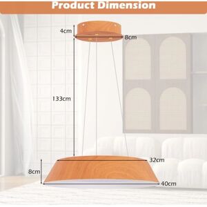 Costway - 21W LED Ceiling Light - Houtnerf - Metaal frame - LED plafondlamp Costway - 21W LED Ceiling Light - Houtnerf - Metaal frame - LED plafondlamp