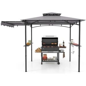 Pabellón de Grill con Estructura de Metal y Doble Techo - Gris Pabellón de Grill con Estructura de Metal y Doble Techo - Gris
