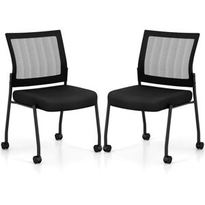 Costway - MeshBack Stackable - Noir - Dossier en maille - Chaise de bureau - Publicité Costway - MeshBack Stackable - Noir - Dossier en maille - Chaise de bureau - Publicité