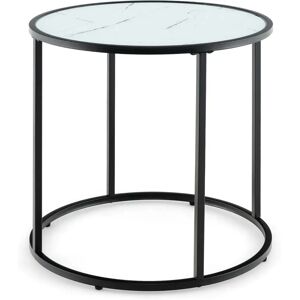 Costway - Round Glass Table 50cm - Cadre Noir - Table d’appoint - Publicité Costway - Round Glass Table 50cm - Cadre Noir - Table d’appoint - Publicité