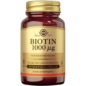 Solgar Biotin 1000μg Vegan Supplement - Supports Hair & Skin - 50 Vegicaps Solgar Biotin 1000μg Vegan Supplement - Supports Hair & Skin - 50 Vegicaps