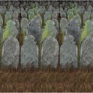 Lacey Wigs Graveyard Backdrop - Spooky Cemetery Scene 4ft x 30ft Lacey Wigs Graveyard Backdrop - Spooky Cemetery Scene 4ft x 30ft