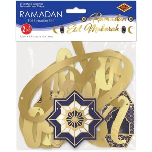 JADEO Eid Mubarak Banner - 182cm Gilded Cardboard Decoration JADEO Eid Mubarak Banner - 182cm Gilded Cardboard Decoration