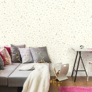 RoomMates wit/goud geometrisch sterren behang - Wanddecor RoomMates wit/goud geometrisch sterren behang - Wanddecor