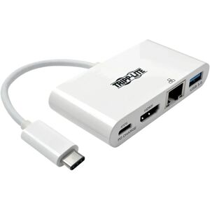 Tripp Lite USB-C Multiport Adapter - HDMI, Ethernet, 60W Power - White Tripp Lite USB-C Multiport Adapter - HDMI, Ethernet, 60W Power - White