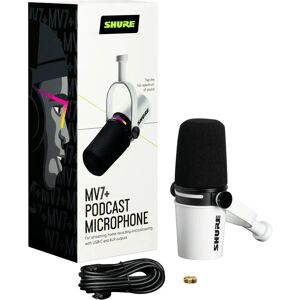 Shure MV7+ White Hybrid USB/XLR Microphone - Microphone Shure MV7+ White Hybrid USB/XLR Microphone - Microphone