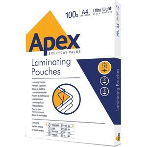 APEX Ultra Light Laminating Bag A4 - Glossy 150 Mic APEX Ultra Light Laminating Bag A4 - Glossy 150 Mic