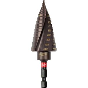 Wiertło stopniowe Milwaukee SHW 4-30mm - Powłoka z nitrku tytanu - Uchwyt 1/4" sześciokątny - Grawer laserowy Wiertło stopniowe Milwaukee SHW 4-30mm - Powłoka z nitrku tytanu - Uchwyt 1/4" sześciokątny - Grawer laserowy
