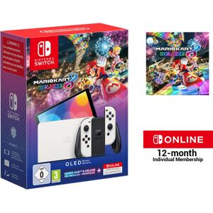 Nintendo Switch (OLED Model) - (OLED-Model) White + Mario Kart 8: Deluxe + 12 Months Nintendo Online Nintendo Switch (OLED Model) - (OLED-Model) White + Mario Kart 8: Deluxe + 12 Months Nintendo Online