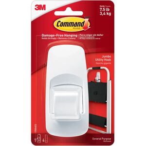 3M Command White Jumbo Hook - Strong Adhesive, Removable, 9 lb Capacity 3M Command White Jumbo Hook - Strong Adhesive, Removable, 9 lb Capacity