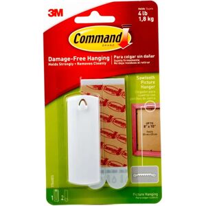 3M Command White Sawtooth Picture Hanger - Damage-Free - Up to 1.8kg 3M Command White Sawtooth Picture Hanger - Damage-Free - Up to 1.8kg