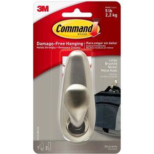 3M Command Brushed Nickel Metal Hanging Hook and Adhesive Strips Large - Wall Hooks 3M Command Brushed Nickel Metal Hanging Hook and Adhesive Strips Large - Wall Hooks
