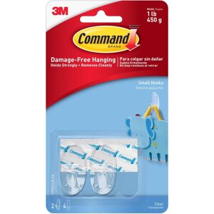 Command Small Clear Adhesive Hooks - Water Resistant - Pack of 2 Command Small Clear Adhesive Hooks - Water Resistant - Pack of 2