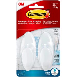 3M Command Bath Hook - Medium - White - Bathroom Hooks 3M Command Bath Hook - Medium - White - Bathroom Hooks