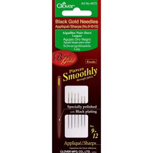 Clover Black Gold Applique Needles - Size 9/12 - 6 Pack Clover Black Gold Applique Needles - Size 9/12 - 6 Pack