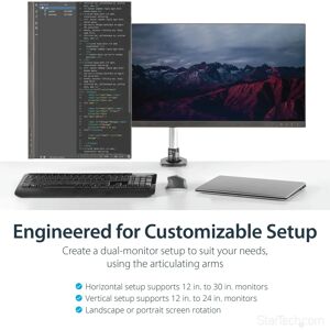 StarTech.com Dual Monitor Mount - Articulating - Supports 12-30" - Black, Silver StarTech.com Dual Monitor Mount - Articulating - Supports 12-30" - Black, Silver