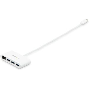 StarTech.com White USB-C Hub with Gigabit Ethernet - 3 Ports StarTech.com White USB-C Hub with Gigabit Ethernet - 3 Ports