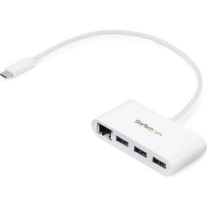 StarTech.com White USB-C Hub with Gigabit Ethernet - 3 Ports StarTech.com White USB-C Hub with Gigabit Ethernet - 3 Ports