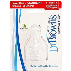 Dr. Brown's Natural Flow Narrow Silicone Nipples - Level 1 - 0m+ - 2 Count Dr. Brown's Natural Flow Narrow Silicone Nipples - Level 1 - 0m+ - 2 Count