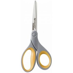 Westcott Titanium Bonded Scissors - 8" Grey, Yellow - Scissors Westcott Titanium Bonded Scissors - 8" Grey, Yellow - Scissors