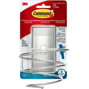 3M Command Satin Nickel Bath Hair Dryer Holder - Bathroom Accessory 3M Command Satin Nickel Bath Hair Dryer Holder - Bathroom Accessory