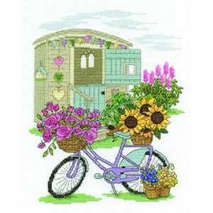 DMC Counted Cross Stitch Kit - Flowery Bicycle - Architecture - Intermediate DMC Counted Cross Stitch Kit - Flowery Bicycle - Architecture - Intermediate