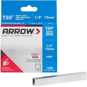 Arrow T50 Staples 12mm 1/2in Box - 1250 Staples Arrow T50 Staples 12mm 1/2in Box - 1250 Staples