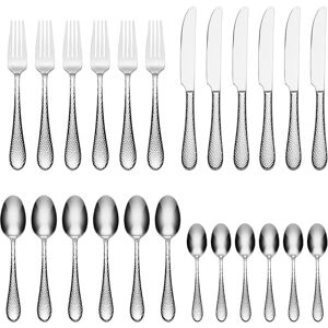 Oneida Tibet Hammered 24 Piece Cutlery Set - Stainless Steel Oneida Tibet Hammered 24 Piece Cutlery Set - Stainless Steel