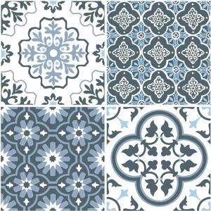 Floorpops Blue Grey White Moroccan Pattern 10 Tiles - Floor Tiles Floorpops Blue Grey White Moroccan Pattern 10 Tiles - Floor Tiles