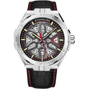 Stührling Mens Silver And Black Gio Swiss Automatic 44mm Skeleton - One Size Stührling Mens Silver And Black Gio Swiss Automatic 44mm Skeleton - One Size