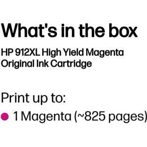 Magenta inkoustová cartridge HP 912XL - Vysoká výtěžnost - Originál Magenta inkoustová cartridge HP 912XL - Vysoká výtěžnost - Originál