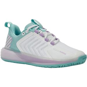 Chaussures K-Swiss Ultrashot 3 Blanc Bleu - Padel - Publicité Chaussures K-Swiss Ultrashot 3 Blanc Bleu - Padel - Publicité