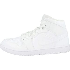 Nike Jordan 1 Mid Potrójnie Białe - Buty ze skóry Nike Jordan 1 Mid Potrójnie Białe - Buty ze skóry
