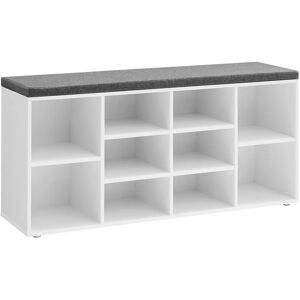 VASAGLE White-Grey Shoe Bench with 10 Compartments - Shoe Storage Furniture VASAGLE White-Grey Shoe Bench with 10 Compartments - Shoe Storage Furniture