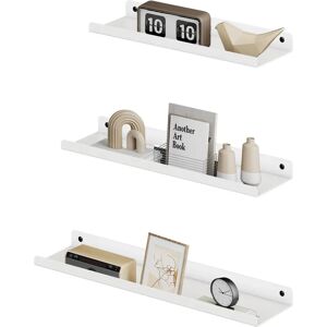 SONGMICS White Wall-Mounted Floating Shelves - Set of 3 Industrial Style SONGMICS White Wall-Mounted Floating Shelves - Set of 3 Industrial Style