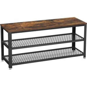VASAGLE Rustic Brown Shoe Bench with 2 Shelves - Shoe Rack Furniture VASAGLE Rustic Brown Shoe Bench with 2 Shelves - Shoe Rack Furniture