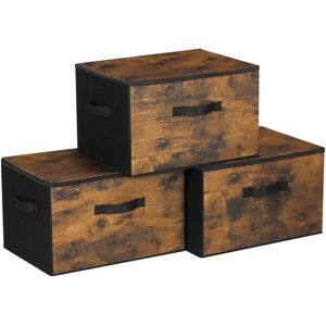 SONGMICS Rustic Brown and Black Storage Boxes - Set of 3 or 6 SONGMICS Rustic Brown and Black Storage Boxes - Set of 3 or 6