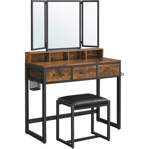 VASAGLE Dressing Table with Tri-Fold Mirror - Vanity Table with 3 Drawers VASAGLE Dressing Table with Tri-Fold Mirror - Vanity Table with 3 Drawers