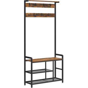 Pricenet Rustic Hall Tree with Metal Frame and Shoe Bench - Hall Tree Pricenet Rustic Hall Tree with Metal Frame and Shoe Bench - Hall Tree