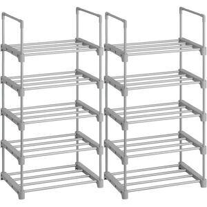 SONGMICS Grey Metal Shoe Storage Organiser - Shoe Rack 5-Tier SONGMICS Grey Metal Shoe Storage Organiser - Shoe Rack 5-Tier