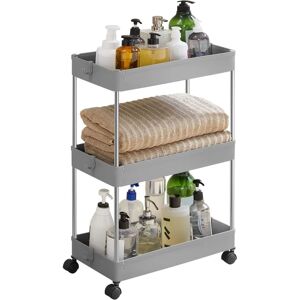 Chariot de rangement en plastique gris à 3 niveaux - Chariot de rangement - Publicité Chariot de rangement en plastique gris à 3 niveaux - Chariot de rangement - Publicité