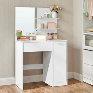 VASAGLE White Dressing Table with Mirror, 1 Drawer - Dressing Table VASAGLE White Dressing Table with Mirror, 1 Drawer - Dressing Table