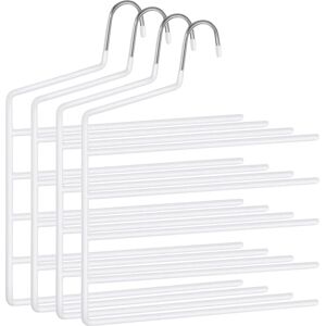 SONGMICS White Non-Slip Trouser Hangers - Space-Saving - Set of 4 SONGMICS White Non-Slip Trouser Hangers - Space-Saving - Set of 4