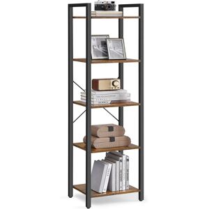VASAGLE 5-Tier Rustic Brown Steel Bookcase - Book Storage Shelf VASAGLE 5-Tier Rustic Brown Steel Bookcase - Book Storage Shelf