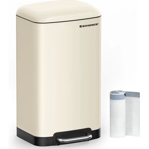 SONGMICS White 30L Pedal Trash Can with Inner Bucket - Rubbish Bin SONGMICS White 30L Pedal Trash Can with Inner Bucket - Rubbish Bin
