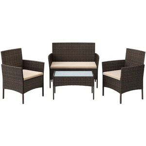 Set de Mobilier de Grădină SONGMICS - Rattan PE Rezistent la Vreme, Maro & Taupe Set de Mobilier de Grădină SONGMICS - Rattan PE Rezistent la Vreme, Maro & Taupe