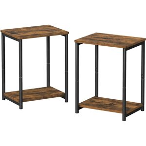 VASAGLE 2-Tier Side Tables - Rustic Brown & Black - Living Room, Bedroom VASAGLE 2-Tier Side Tables - Rustic Brown & Black - Living Room, Bedroom