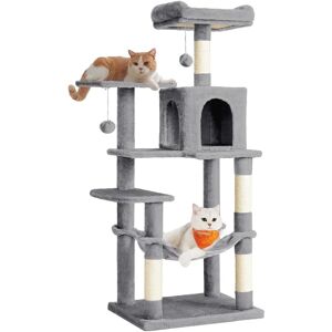 Feandrea Light Grey Cat Tree with Hammock & Pompoms - Cat Tree Feandrea Light Grey Cat Tree with Hammock & Pompoms - Cat Tree