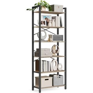 VASAGLE Heather Greige and Ink Black 6-Tier Bookshelf - Bookshelf VASAGLE Heather Greige and Ink Black 6-Tier Bookshelf - Bookshelf