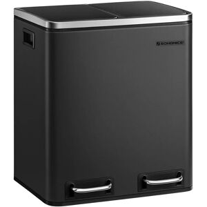 SONGMICS Black Dual Waste Bin - Kitchen Trash Can SONGMICS Black Dual Waste Bin - Kitchen Trash Can